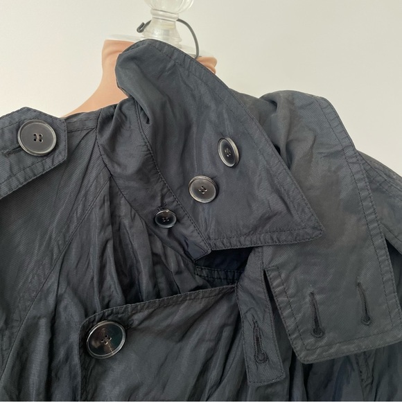 Jean Paul Gaultier 2 Squared Vintage Black Double Breasted Crinkle Trench Coat M - Picture 4 of 12